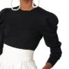 Carolina Herrera Puff Sleeve Corset Knit Top Women