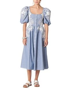 Carolina Herrera Embroidered Puff Sleeve Shirt Women