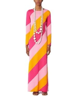 Carolina Herrera Diagonal Stripe Silk-Blend Maxi Dress Women